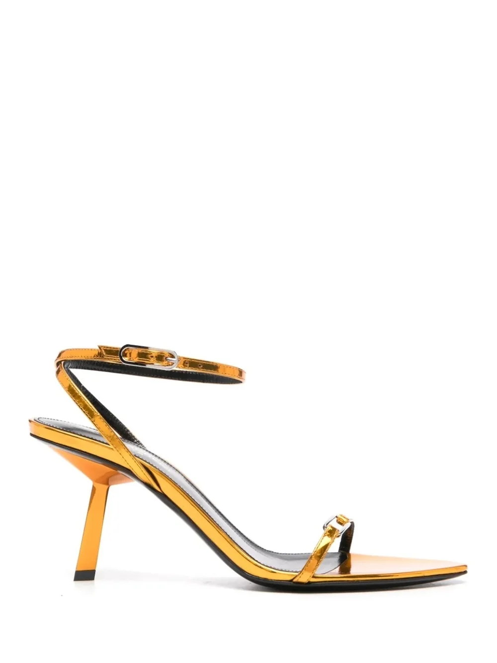YSL Saint Laurent Metallic Gold Tangerine Kitty Sandal - Picture 2 of 13